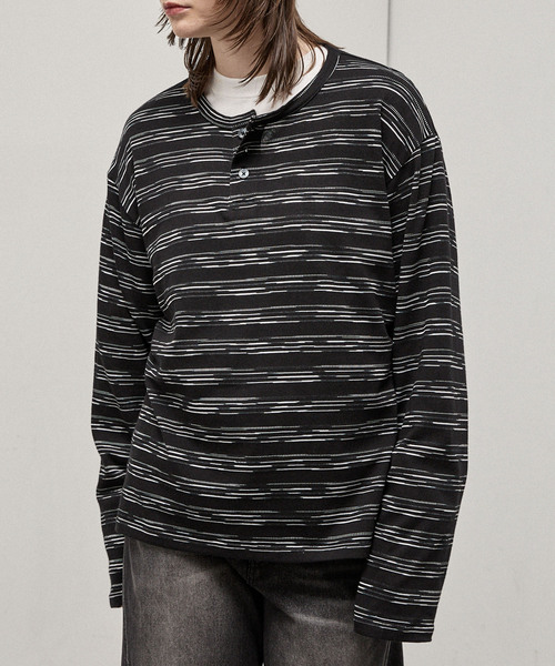 Alfred Alex(アルフレッドアレックス)の「【Alfred Alex】Slub Border Henley Tee / スラブボーダー ヘンリーネックロンT(Tシャツ/カットソー・メンズ・ブラック系/ライトグレー/ブラック/ダークブラウン/ネイビー系/ワインレッド・M/L)」の22枚目の写真