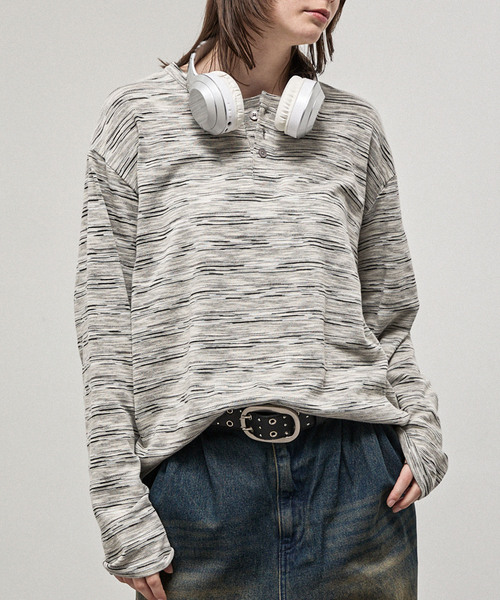 Alfred Alex(アルフレッドアレックス)の「【Alfred Alex】Slub Border Henley Tee / スラブボーダー ヘンリーネックロンT(Tシャツ/カットソー・メンズ・ブラック系/ライトグレー/ブラック/ダークブラウン/ネイビー系/ワインレッド・M/L)」の9枚目の写真