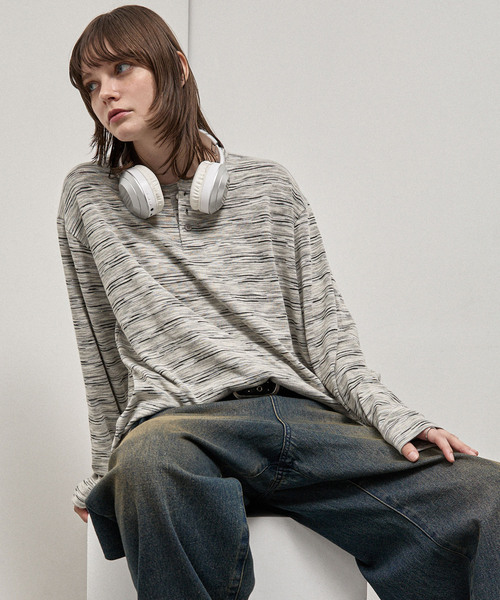 Alfred Alex(アルフレッドアレックス)の「【Alfred Alex】Slub Border Henley Tee / スラブボーダー ヘンリーネックロンT(Tシャツ/カットソー・メンズ・ブラック系/ライトグレー/ブラック/ダークブラウン/ネイビー系/ワインレッド・M/L)」の10枚目の写真