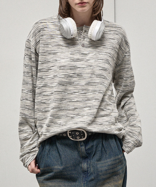 Alfred Alex(アルフレッドアレックス)の「【Alfred Alex】Slub Border Henley Tee / スラブボーダー ヘンリーネックロンT(Tシャツ/カットソー・メンズ・ブラック系/ライトグレー/ブラック/ダークブラウン/ネイビー系/ワインレッド・M/L)」の11枚目の写真