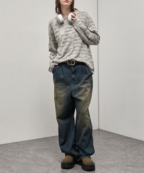 Alfred Alex(アルフレッドアレックス)の「【Alfred Alex】Slub Border Henley Tee / スラブボーダー ヘンリーネックロンT(Tシャツ/カットソー・メンズ・ブラック系/ライトグレー/ブラック/ダークブラウン/ネイビー系/ワインレッド・M/L)」の14枚目の写真