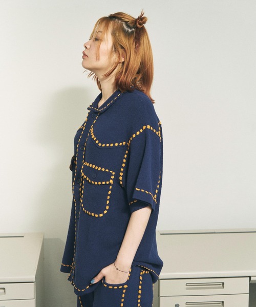 PHINGERIN(フィンガリン)の「PHINGERIN / フィンガリン SUMMER PG1 WESTERN SHIRT サマーピージーワン ウエスタンシャツ 半袖ニットシャツ(シャツ/ブラウス・メンズ・レッド/ネイビー・MEDIUM)」の8枚目の写真
