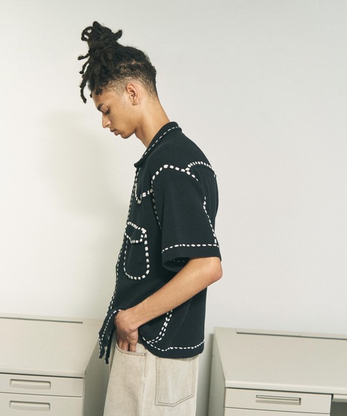 PHINGERIN(フィンガリン)の「PHINGERIN / フィンガリン SUMMER PG1 WESTERN SHIRT サマーピージーワン ウエスタンシャツ 半袖ニットシャツ(シャツ/ブラウス・メンズ・レッド/ネイビー・MEDIUM)」の3枚目の写真