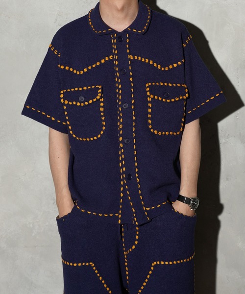 PHINGERIN(フィンガリン)の「PHINGERIN / フィンガリン SUMMER PG1 WESTERN SHIRT サマーピージーワン ウエスタンシャツ 半袖ニットシャツ(シャツ/ブラウス・メンズ・レッド/ネイビー・MEDIUM)」の13枚目の写真