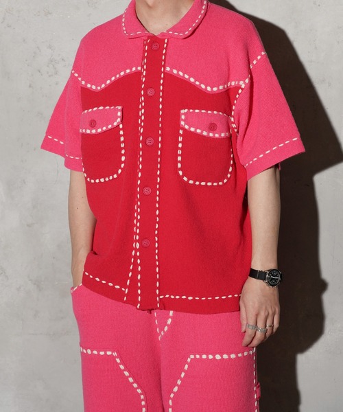 PHINGERIN(フィンガリン)の「PHINGERIN / フィンガリン SUMMER PG1 WESTERN SHIRT サマーピージーワン ウエスタンシャツ 半袖ニットシャツ(シャツ/ブラウス・メンズ・レッド/ネイビー・MEDIUM)」の19枚目の写真