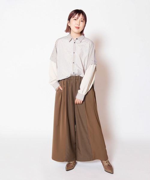 OSMOSIS（オズモーシス）の「切替ストライプブラウス（シャツ/ブラウス・レディース・ベージュ/ブルー/ブラック・ONE SIZE）」の13枚目の写真