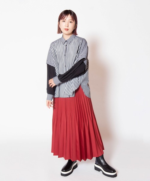 OSMOSIS（オズモーシス）の「切替ストライプブラウス（シャツ/ブラウス・レディース・ベージュ/ブルー/ブラック・ONE SIZE）」の17枚目の写真