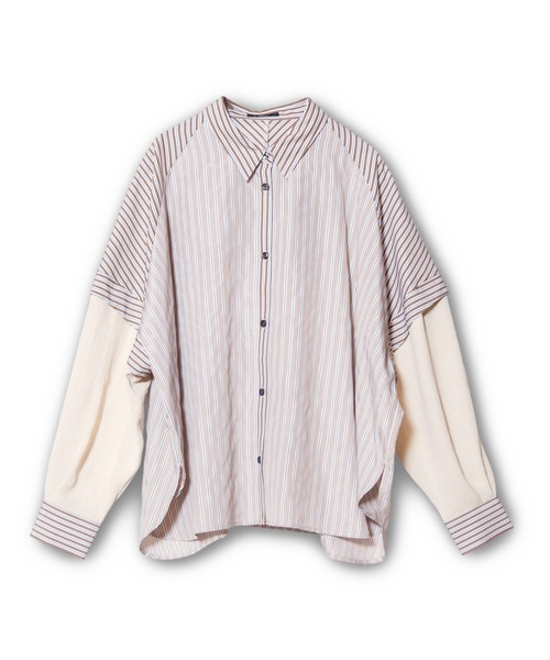 OSMOSIS（オズモーシス）の「切替ストライプブラウス（シャツ/ブラウス・レディース・ベージュ/ブルー/ブラック・ONE SIZE）」の21枚目の写真