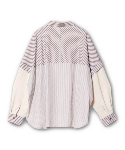 OSMOSIS（オズモーシス）の「切替ストライプブラウス（シャツ/ブラウス・レディース・ベージュ/ブルー/ブラック・ONE SIZE）」の4枚目の写真