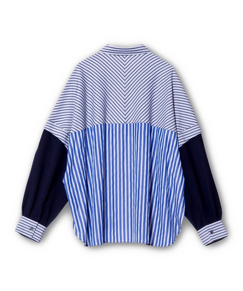 OSMOSIS（オズモーシス）の「切替ストライプブラウス（シャツ/ブラウス・レディース・ベージュ/ブルー/ブラック・ONE SIZE）」の5枚目の写真
