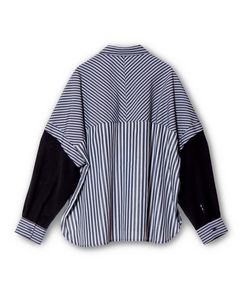 OSMOSIS（オズモーシス）の「切替ストライプブラウス（シャツ/ブラウス・レディース・ベージュ/ブルー/ブラック・ONE SIZE）」の6枚目の写真