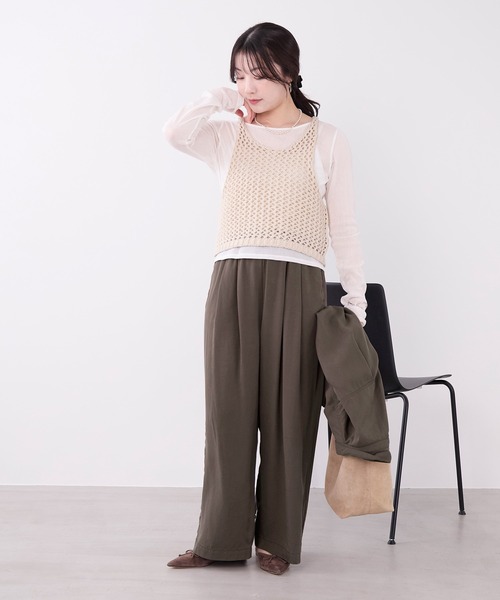 MICA&DEAL(マイカ&ディール)の「フィブリルワイドストレートイージーパンツ〈2サイズ展開〉〈セットアップ対応〉(その他パンツ・レディース・チャコールグレー/ベージュ/ブラウン・38/36)」の13枚目の写真