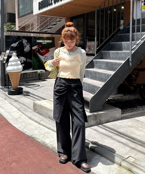 CIAOPANIC(チャオパニック)の「リボンレイヤードラインストーンスラックス(スラックス・レディース・ブラック/グレー・ONE SIZE)」の18枚目の写真