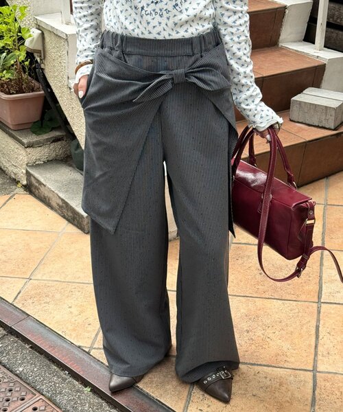 CIAOPANIC(チャオパニック)の「リボンレイヤードラインストーンスラックス(スラックス・レディース・ブラック/グレー・ONE SIZE)」の10枚目の写真