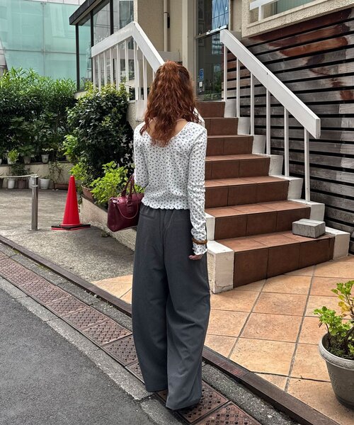 CIAOPANIC(チャオパニック)の「リボンレイヤードラインストーンスラックス(スラックス・レディース・ブラック/グレー・ONE SIZE)」の3枚目の写真