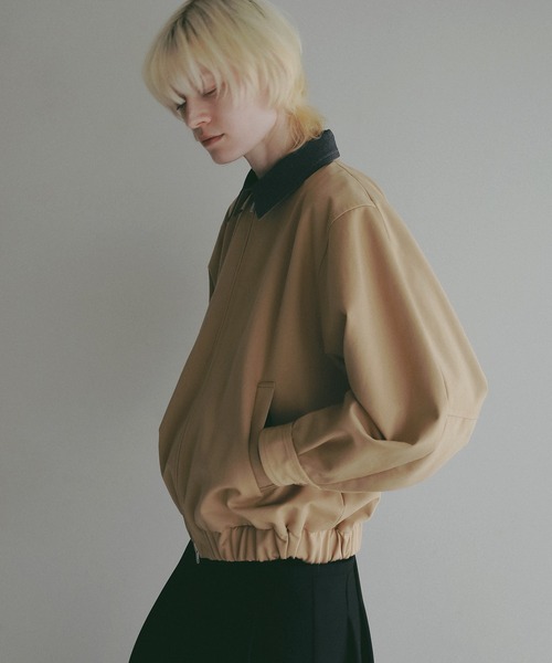 MANOF(マノフ)の「COTTON ZIP BLOUSON(ブルゾン・レディース・ブラック/ベージュ・M/S)」の6枚目の写真