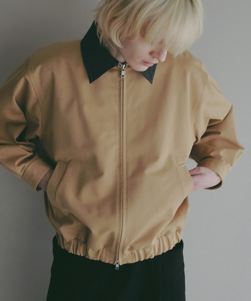 MANOF(マノフ)の「COTTON ZIP BLOUSON(ブルゾン・レディース・ブラック/ベージュ・M/S)」の5枚目の写真