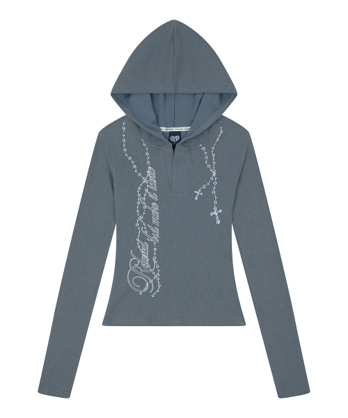LUVISTRUE(ラヴイズトゥルー)の「RL ROSARY HOOD T-SHIRT(CHARCOAL)(パーカー・レディース・その他・FREE)」の2枚目の写真