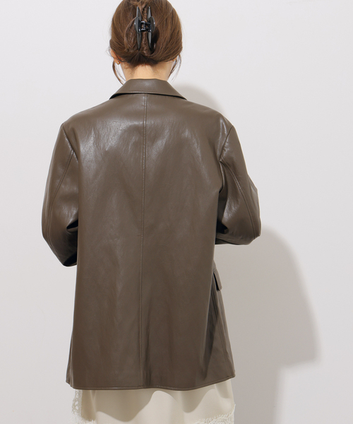 JOURNAL STANDARD relume(ジャーナルスタンダード レリューム)の「フェイクレザーシングルジャケット(テーラードジャケット・レディース・チョコ/ブラウン・FREE)」の8枚目の写真