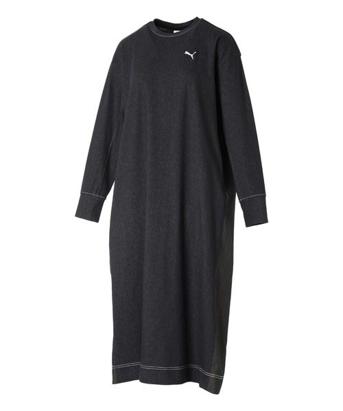 PUMA（プーマ）の「プーマ PUMA ESS ELEVATED デニム ライク ドレス（ワンピース・レディース・ネイビー/ブラック・S/M/L/XL）」の2枚目の写真