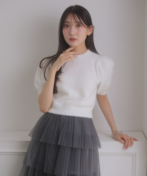 NOELA(ノエラ)の「ラメシャギーニット(ニット/セーター・レディース・ライトグリーン/オフホワイト/ベージュ/イエロー・FREE)」の1枚目の写真