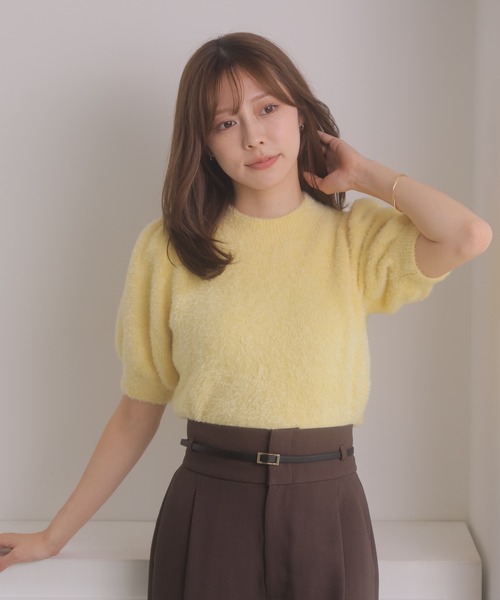 NOELA(ノエラ)の「ラメシャギーニット(ニット/セーター・レディース・ライトグリーン/オフホワイト/ベージュ/イエロー・FREE)」の4枚目の写真