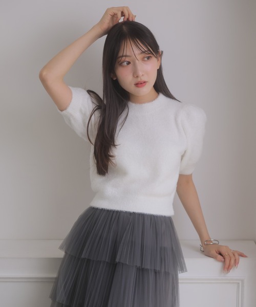 NOELA(ノエラ)の「ラメシャギーニット(ニット/セーター・レディース・ライトグリーン/オフホワイト/ベージュ/イエロー・FREE)」の7枚目の写真