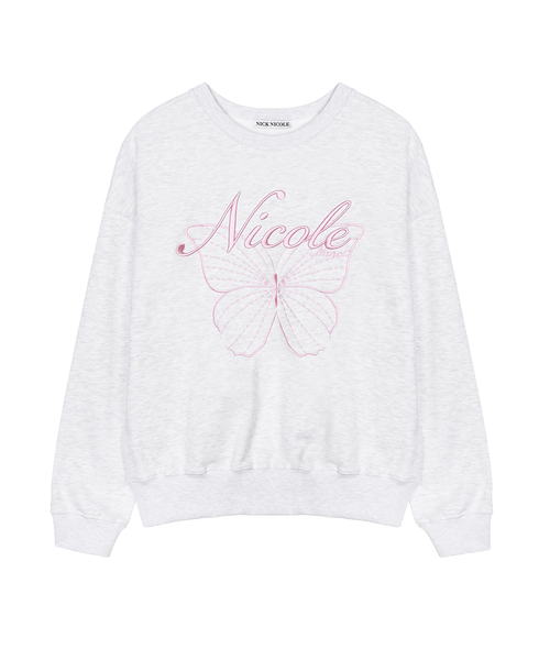 NICK&NICOLE(ニックアンドニコール)の「NICOLE BUTTERFLY スウェットシャツ_メランジ ライトピンク(スウェット・レディース・ライトグレー・FREE)」の1枚目の写真