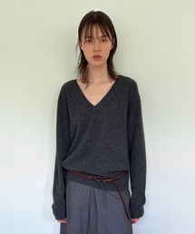 V NECK BASIC KNIT (charcoal)