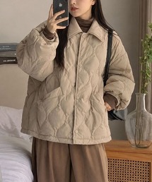 襟付きボリュームキルティングアウター