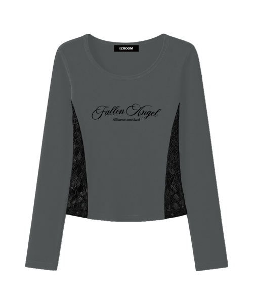 IZROOM(イズルーム)の「フォールンエンジェル レーススリムフィット長袖トップス (GRAY)(Tシャツ/カットソー・レディース・その他・FREE)」の1枚目の写真