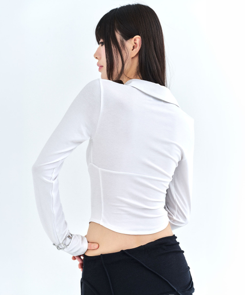 LIE MEQUE(リメーク)の「カーブラインカラーシャーリングロングスリーブ ホワイト(Tシャツ/カットソー・レディース・その他・MEDIUM/SMALL)」の3枚目の写真