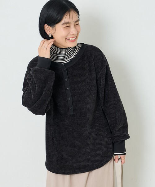 FREAK'S STORE（フリークスストア）の「モールワッフル ヘンリーネック Tシャツ/ヘンリーカットソー（Tシャツ/カットソー・レディース・ナチュラル/ピンク/ベージュ/チャコール/ブラウン・ﾌﾘ-）」の17枚目の写真