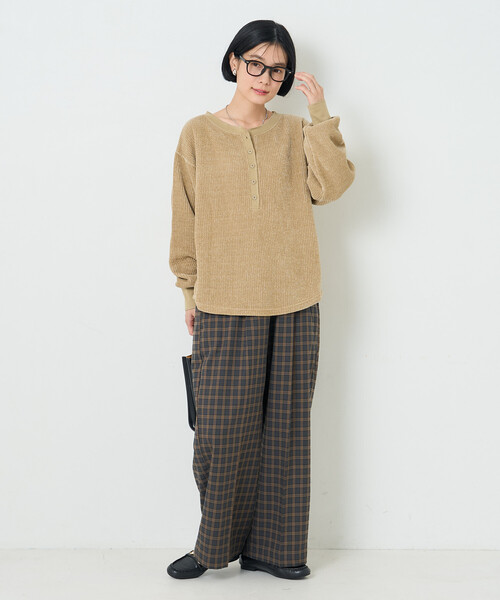 FREAK'S STORE（フリークスストア）の「モールワッフル ヘンリーネック Tシャツ/ヘンリーカットソー（Tシャツ/カットソー・レディース・ナチュラル/ピンク/ベージュ/チャコール/ブラウン・ﾌﾘ-）」の20枚目の写真
