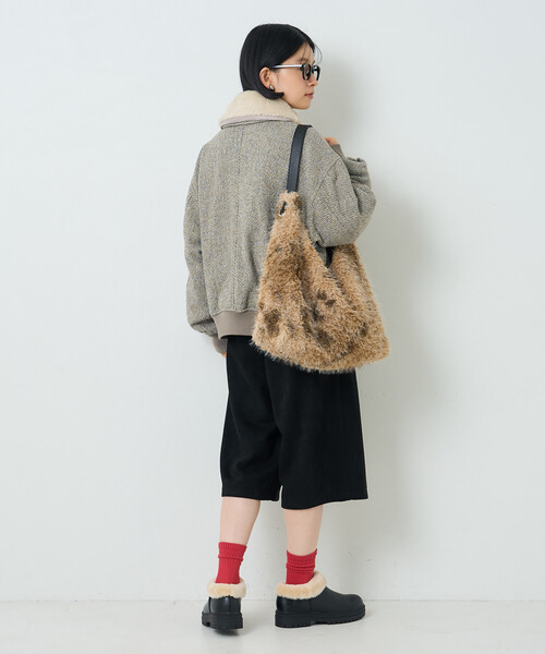 FREAK'S STORE（フリークスストア）の「ボア襟 ツイーディーブルゾン（ブルゾン・レディース・オフホワイト/キャメル・ﾌﾘ-）」の6枚目の写真