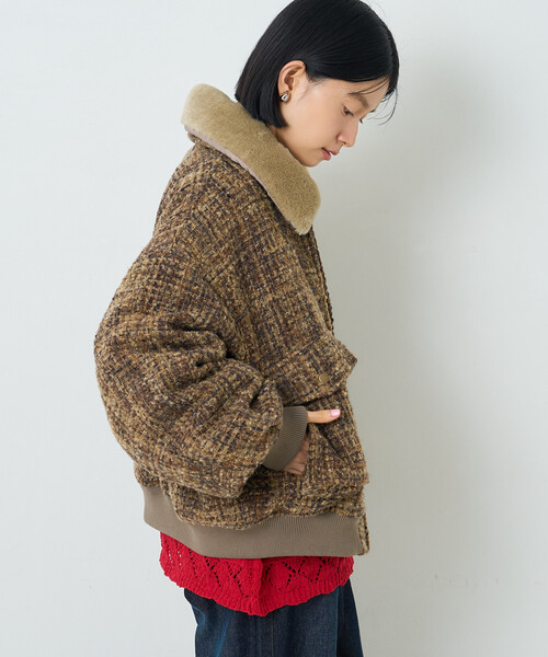 FREAK'S STORE（フリークスストア）の「ボア襟 ツイーディーブルゾン（ブルゾン・レディース・オフホワイト/キャメル・ﾌﾘ-）」の21枚目の写真