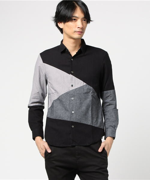 SHIPS JET BLUE（シップスジェットブルー）の「SHIPS JET BLUE: ランダムパッチワーク ネルシャツ■（シャツ/ブラウス・メンズ・ネイビー/オリーブ/ブラック/ダークグレー・SMALL/LARGE/MEDIUM/X-LARGE）」の16枚目の写真