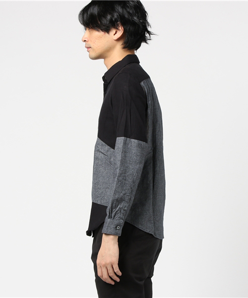 SHIPS JET BLUE（シップスジェットブルー）の「SHIPS JET BLUE: ランダムパッチワーク ネルシャツ■（シャツ/ブラウス・メンズ・ネイビー/オリーブ/ブラック/ダークグレー・SMALL/LARGE/MEDIUM/X-LARGE）」の15枚目の写真