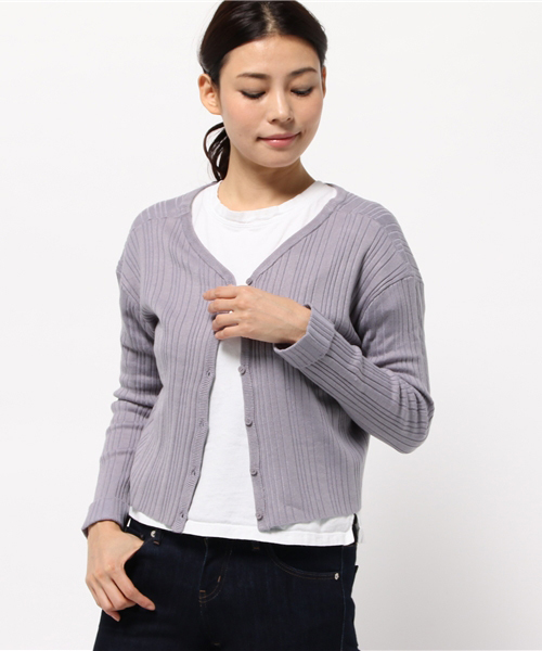 mystic（ミスティック）の「ランダムリブ2WAYカーデ（カーディガン/ボレロ・レディース・アイボリー/レッド/グリーン/グレー/ネイビー・ﾌﾘ-）」の3枚目の写真