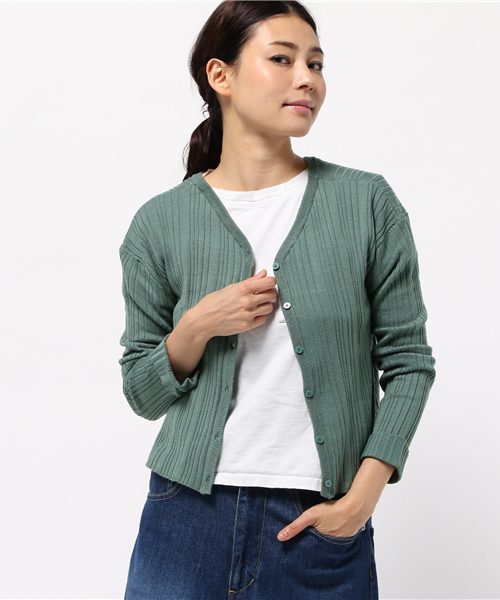 mystic（ミスティック）の「ランダムリブ2WAYカーデ（カーディガン/ボレロ・レディース・アイボリー/レッド/グリーン/グレー/ネイビー・ﾌﾘ-）」の4枚目の写真