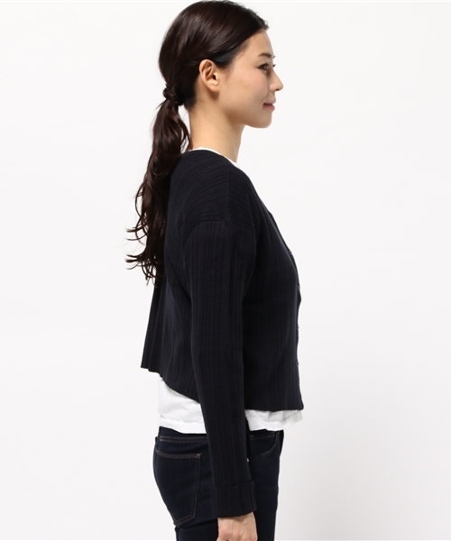 mystic（ミスティック）の「ランダムリブ2WAYカーデ（カーディガン/ボレロ・レディース・アイボリー/レッド/グリーン/グレー/ネイビー・ﾌﾘ-）」の7枚目の写真