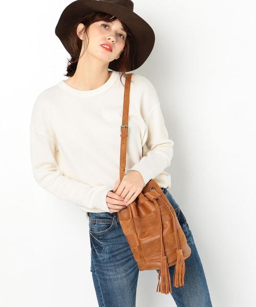 Another Edition(アナザーエディション)の「ボーダー巾着ショルダーバッグ/AEBC BOR キンチャク SHLD◆(ショルダーバッグ・レディース・ブラック/ベージュ・FREE)」の3枚目の写真