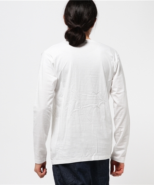 VENCEEXCHANGE（ヴァンスエクスチェンジ）の「ニット切替Vネック長袖T      （Tシャツ/カットソー・メンズ・ブラック/オフホワイト/グレー・LARGE/MEDIUM）」の5枚目の写真