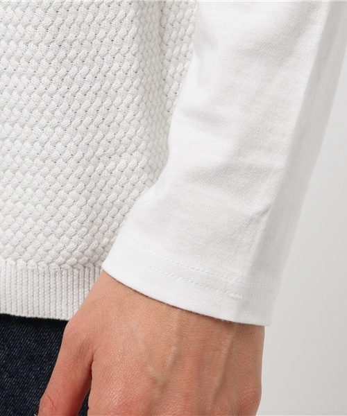 VENCEEXCHANGE（ヴァンスエクスチェンジ）の「ニット切替Vネック長袖T      （Tシャツ/カットソー・メンズ・ブラック/オフホワイト/グレー・LARGE/MEDIUM）」の7枚目の写真