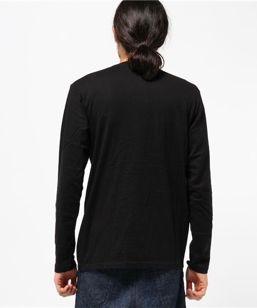 VENCEEXCHANGE（ヴァンスエクスチェンジ）の「ニット切替Vネック長袖T      （Tシャツ/カットソー・メンズ・ブラック/オフホワイト/グレー・LARGE/MEDIUM）」の10枚目の写真