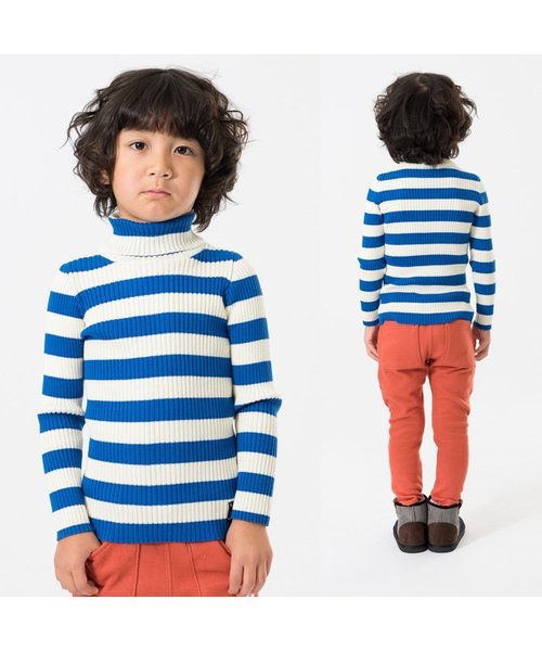 apres les cours（アプレレクール）の「リブニットボーダータートル（Tシャツ/カットソー・キッズ・ブラック/ワインレッド/ロイヤルブルー/オフホワイト・140/110/130/100/120/80/90）」の6枚目の写真