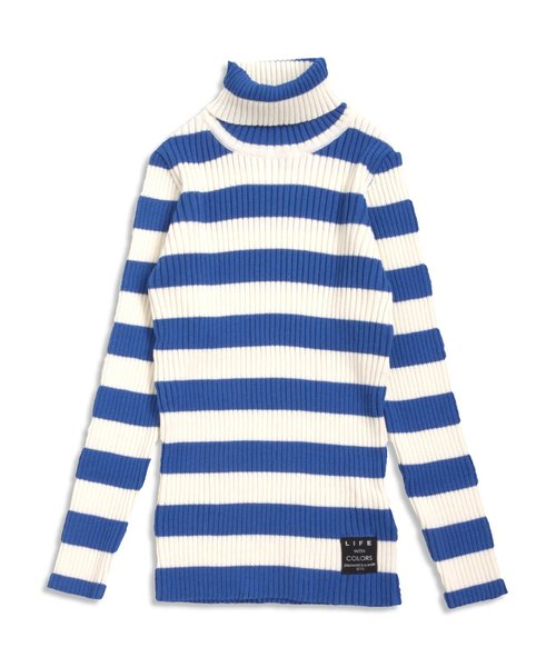 apres les cours（アプレレクール）の「リブニットボーダータートル（Tシャツ/カットソー・キッズ・ブラック/ワインレッド/ロイヤルブルー/オフホワイト・140/110/130/100/120/80/90）」の7枚目の写真