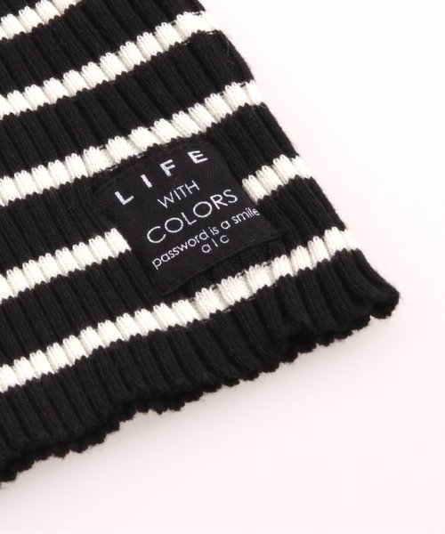 apres les cours（アプレレクール）の「リブニットボーダータートル（Tシャツ/カットソー・キッズ・ブラック/ワインレッド/ロイヤルブルー/オフホワイト・140/110/130/100/120/80/90）」の12枚目の写真