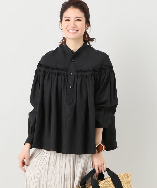 Scye サイ 高密度 リネン 麻 タックブラウス 38 シャツ