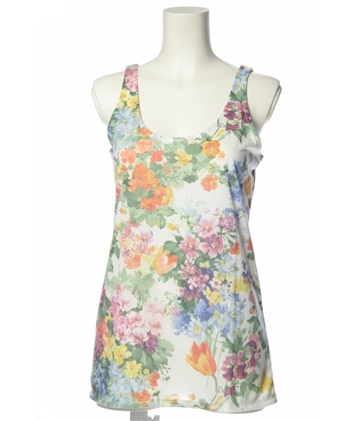 Khaju(カージュ)の「Khaju:FLOWER TANK ②(タンクトップ・レディース・オフホワイト/ブラック・ONE SIZE)」の2枚目の写真